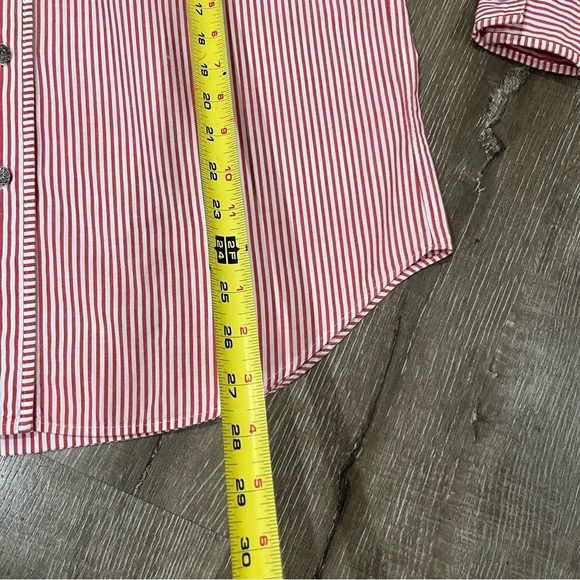 vintage barbara blue red and white striped womens button down shirt Size… - Picture 4 of 7